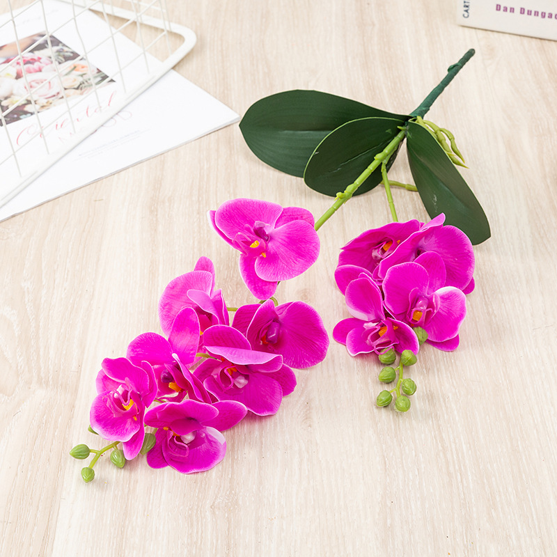 Phalaenopsis Artificial Flower 3D Printing 9 Head Feel Film Wedding Flower Delivery Home Artificial Ornamental Flower High-End Artificial Flowers