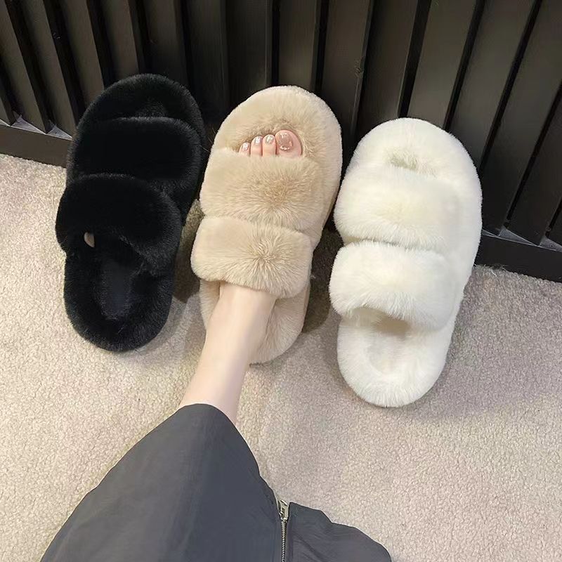秋冬季棉拖鞋女外穿加绒暖脚宝仙女居家室内保暖情侣松糕毛毛拖鞋