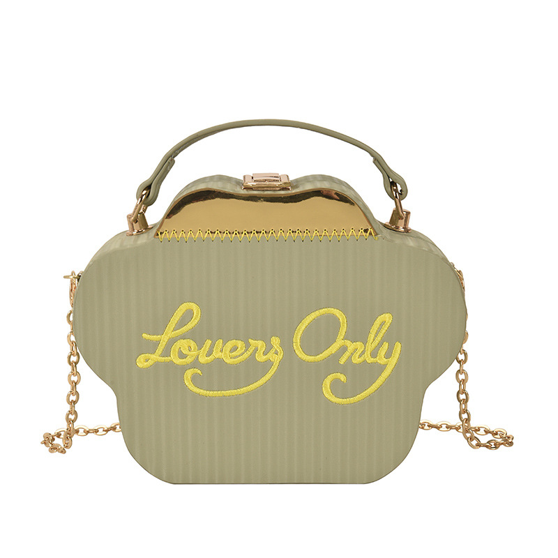 Women's Bag New Simple Western Style Fashion Embroidered Letters Handbag Retro Commuter Fashion Box Chain Bag