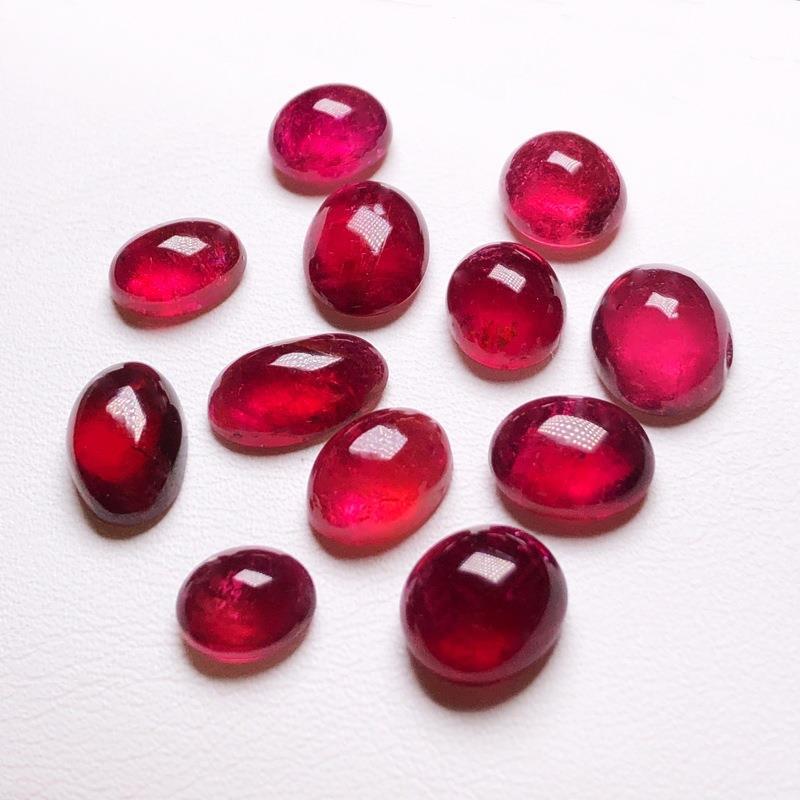 天然巴西蛋面碧玺鸽血红卢比来戒面裸石镶嵌18k金银4