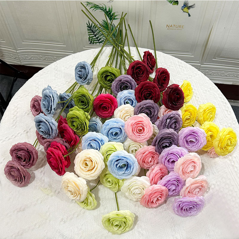 5泡泡玫瑰仿真花婚庆花材插花路引花卉地排装饰花艺家居摆件