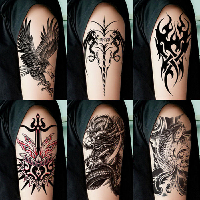 半臂图腾纹身贴 防水持久男女手臂龙 狼 虎 鹰个性花臂仿真刺青贴