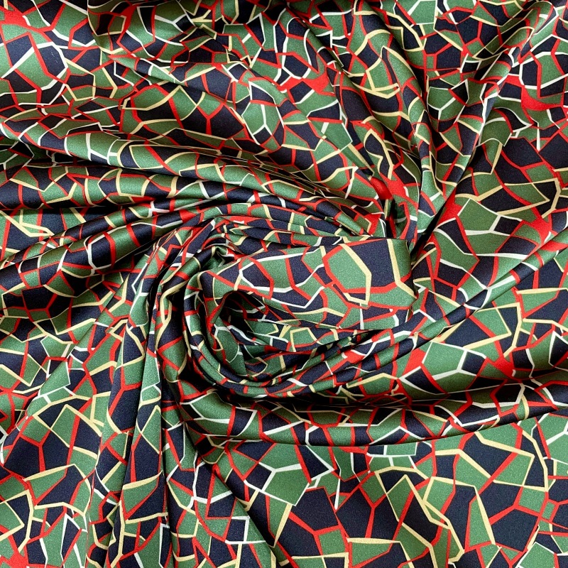 24年杭州丝绸19姆米真丝弹力缎数码喷绘印花旗袍面料桑蚕丝布料