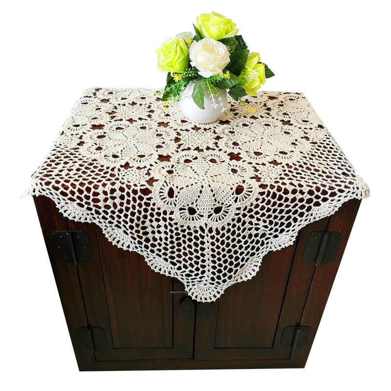 如意手工编织床头柜盖布钩针钩花桌布纯棉镂空沙发扶手巾茶几桌旗