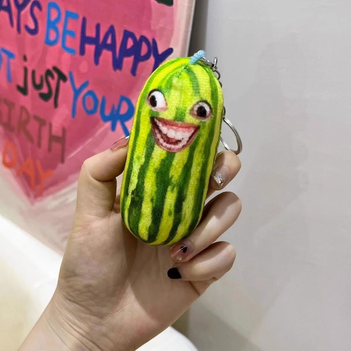 Who Knows Watermelon Strip Family? Voice Funny Stuffed Toy Pendant Press Talking Original Voice Laughing
