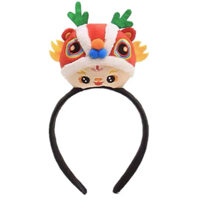 Red Dragon Year Headdress Cute Dragon Horn Headband Cartoon Chinese Zodiac Signs Festival Performance Photo Hairpin Girl Super Cute Headband