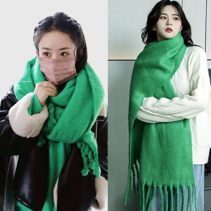 赵丽颖同款纯色仿羊绒围巾女冬季ac围巾软糯秋冬男士格子围巾批发