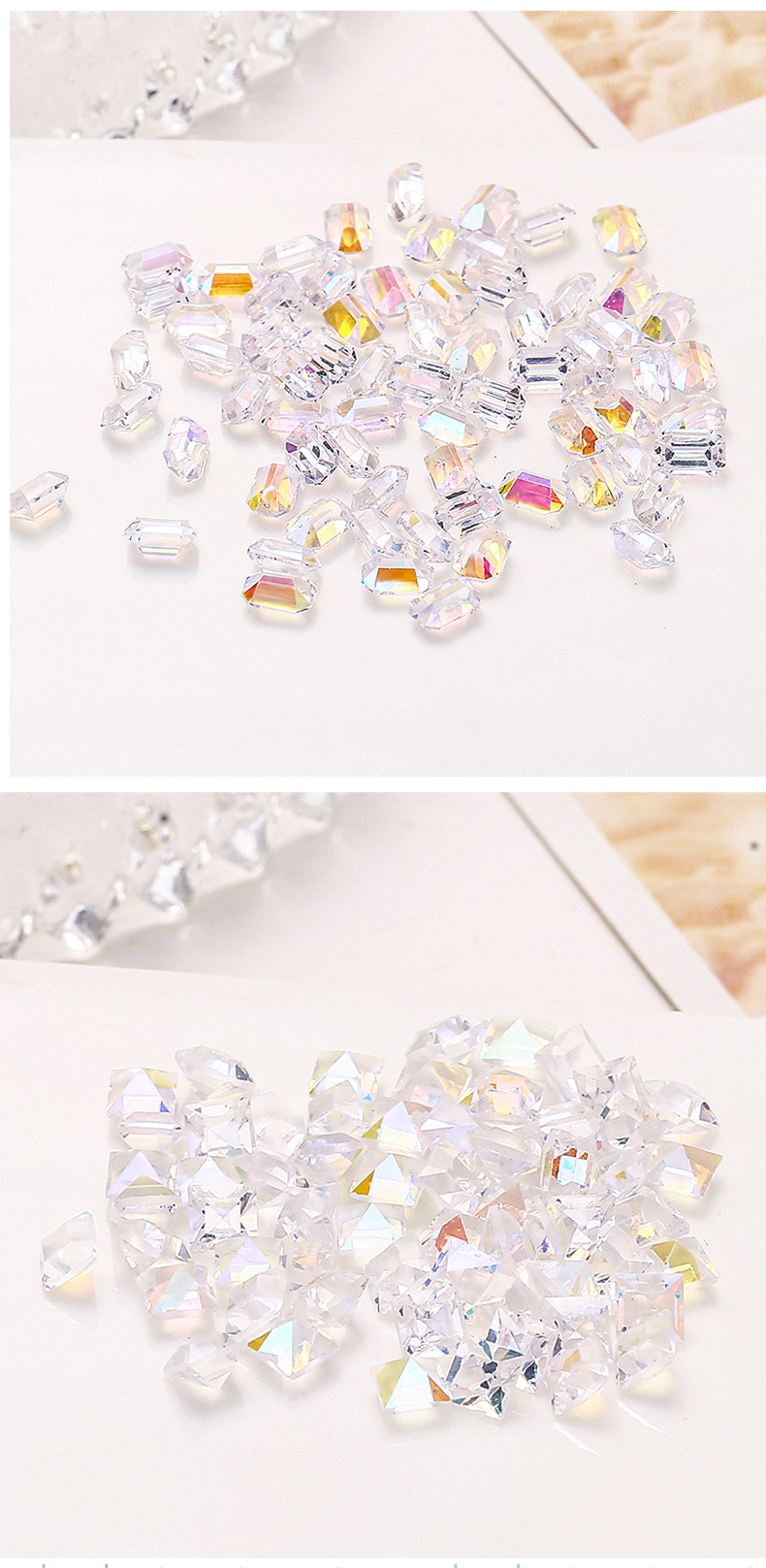 网红爆款美甲钻ab炫彩钻冰透钻石指甲饰品水钻超闪树脂尖底异形钻