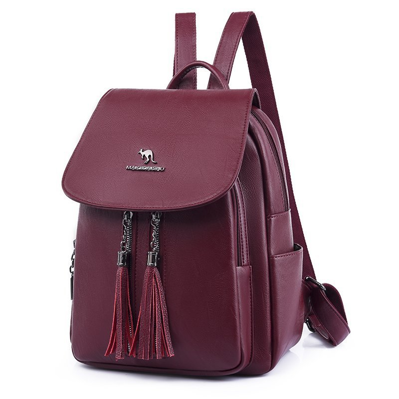 Elegant Backpack Female 2023 New Versatile Large Capacity Soft Leather Student Schoolbag Outdoor Travel Backpack Ladies Bag