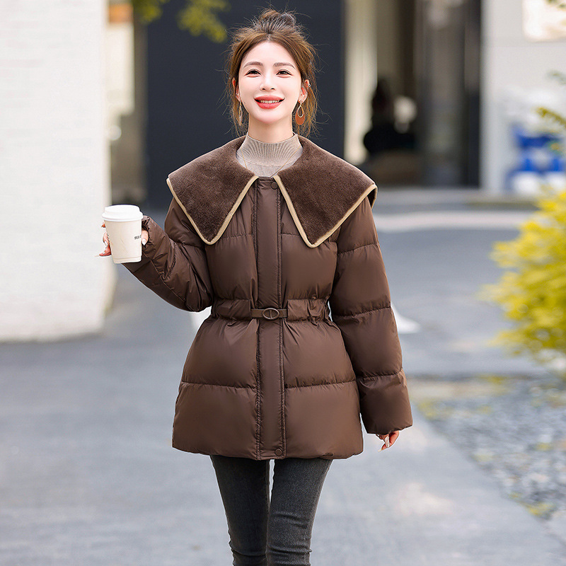 2023冬季新款设计感羽绒服女中长款小香风收腰显瘦白鸭绒保暖外套