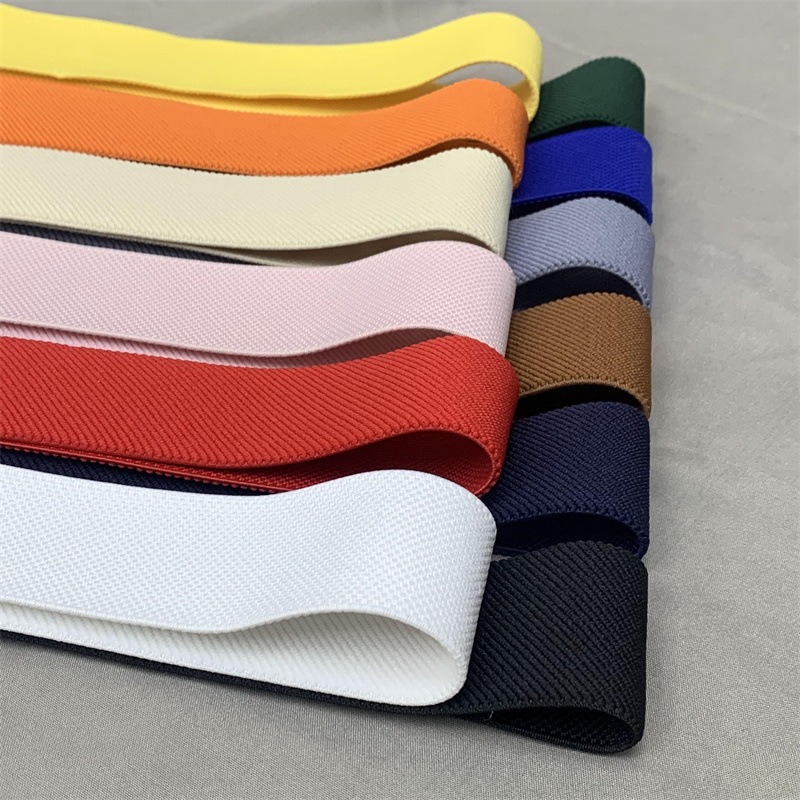 In Stock 4cm Wide Single-Sided Twill Thick Color Elastic Band Luggage Woven Elastic Tape Clothing Accessories