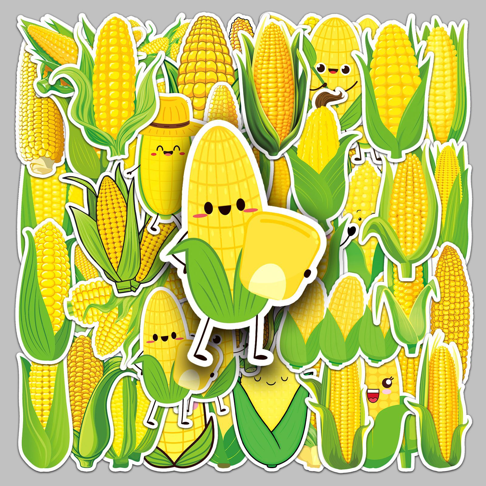 50 pieces food corn journal stickers cartoon fruit and vegetable children‘s stickers diy mobile phone water cup decorative waterproof
