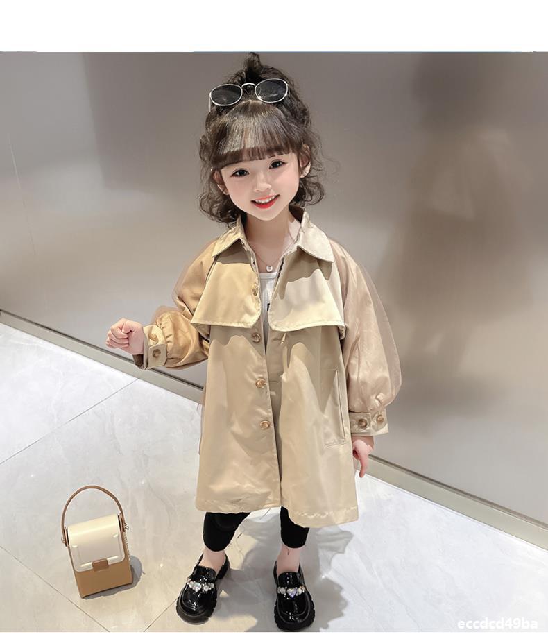 女童风衣外套秋装儿童洋气时髦中长款韩系风衣童装女宝宝春秋款