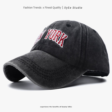 包邮帽子女2024欧美复古水洗棒球帽男款外贸高端字母刺绣鸭舌帽潮