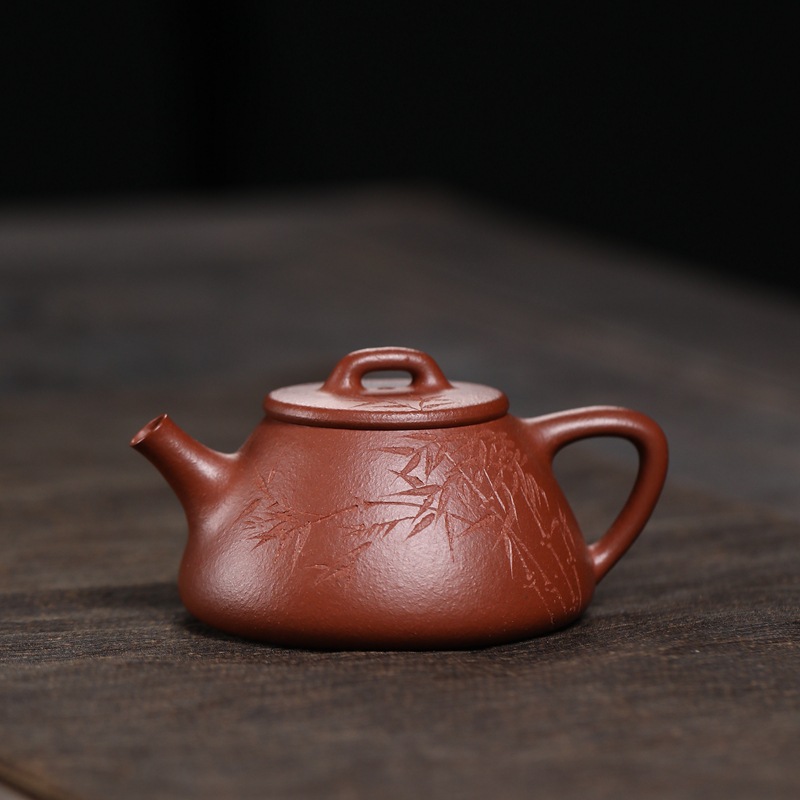 宜兴紫砂茶壶工堂货源原矿降坡石瓢120cc薄胎紫砂壶小品茶具批发