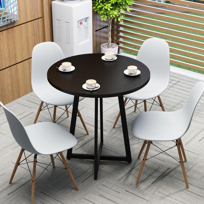 阳台圆桌子办公桌洽谈接待桌小圆桌子甜品店咖啡奶茶店桌椅组合