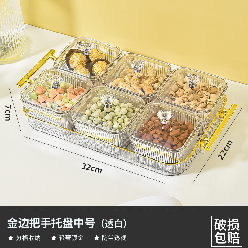 M91 Light Luxury Tray New Homehold Fruit Plate with Handle Tea Fruit Plate Plastic Tea Cup Storage Cup Tray