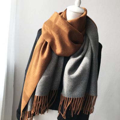 Self-Retained Soft Girl Scarf Winter Korean Style Versatile Double-Sided Solid Color Scarf Long Thickened Warm Shawl