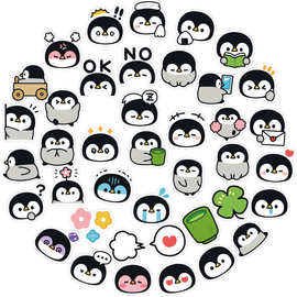 40张可爱卡通企鹅表情贴儿童文具水杯奖励自粘防水装饰手账小贴纸