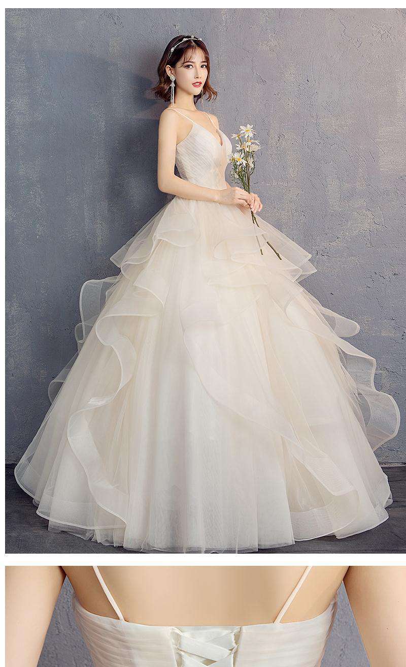 婚纱礼服2021新款春季新娘结婚简约吊带抹胸婚纱蓬蓬裙女