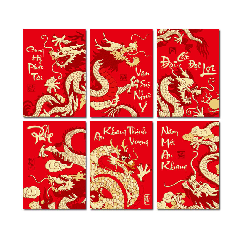 Flower Season Red Envelope Manufacturer Dragon Year Vietnamese New Year Lucky Money Envelope Traditional Lucky Plum Blossom Red Pocket for Lucky Money Wholesale