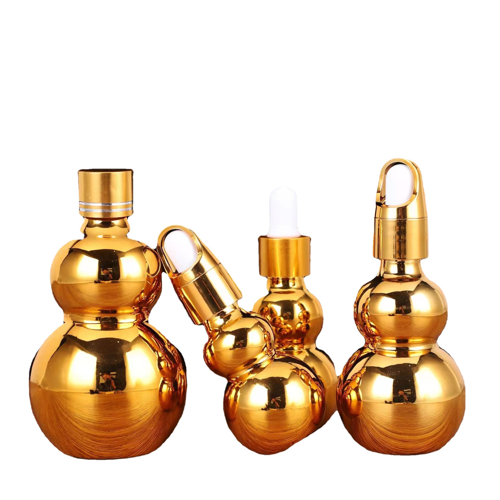 电镀精油瓶金色双葫芦胶头滴管瓶10ml20ml滚珠喷雾瓶化妆品分装瓶