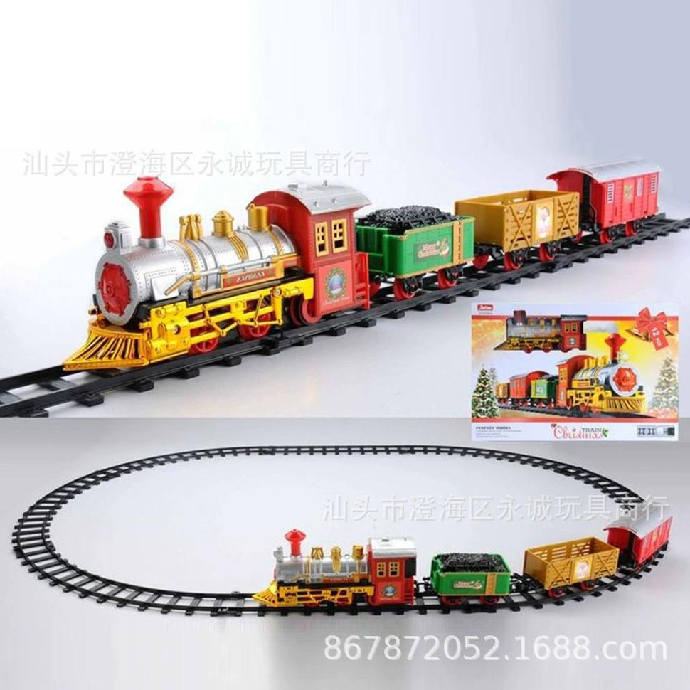 跨境亚马逊玩具电动圣诞轨道车1369电动音乐灯光轨道火车圣诞火车