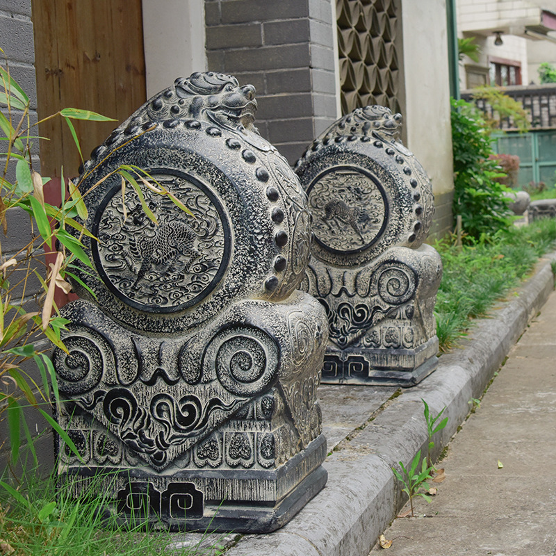 中式做旧抱鼓石 仿石雕饭店别墅庭院民宿门口门墩装饰门当摆件