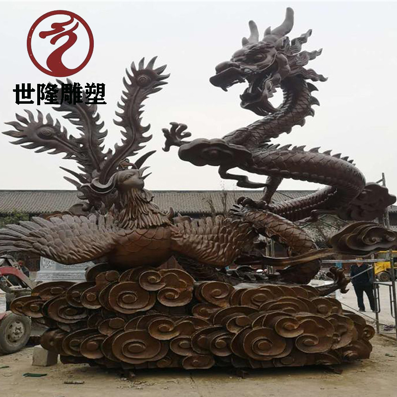 铸铜雕塑_景观广场吉祥铜龙雕塑摆件_龙凤呈祥雕塑现货