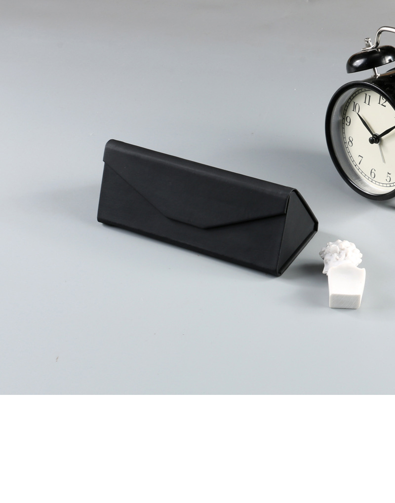 e88三角折叠眼镜盒pu皮绒布手工定制logo便携光学简约近视眼睛盒