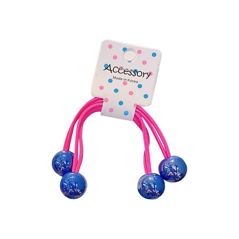 Children's round Beads Headband New Hair Elastic Band Hair Accessories Cute Girl Candy Color Double-Headed Beads Hair Ring Headdress