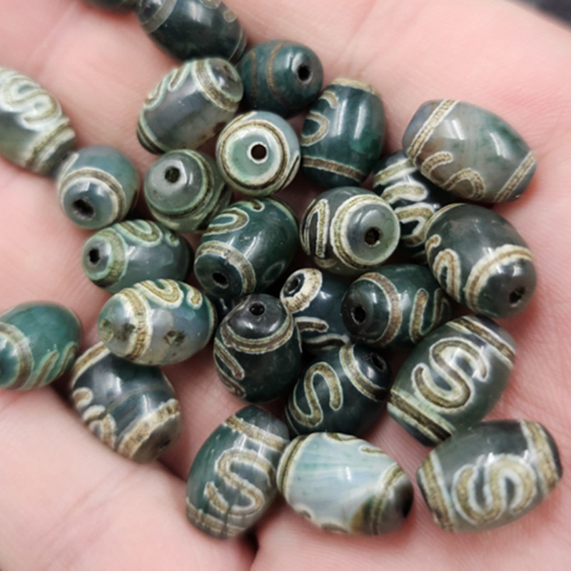 8*12毫米绿s天珠玉石散珠藏式玛瑙路路通珠子diy手链项链饰品珠子