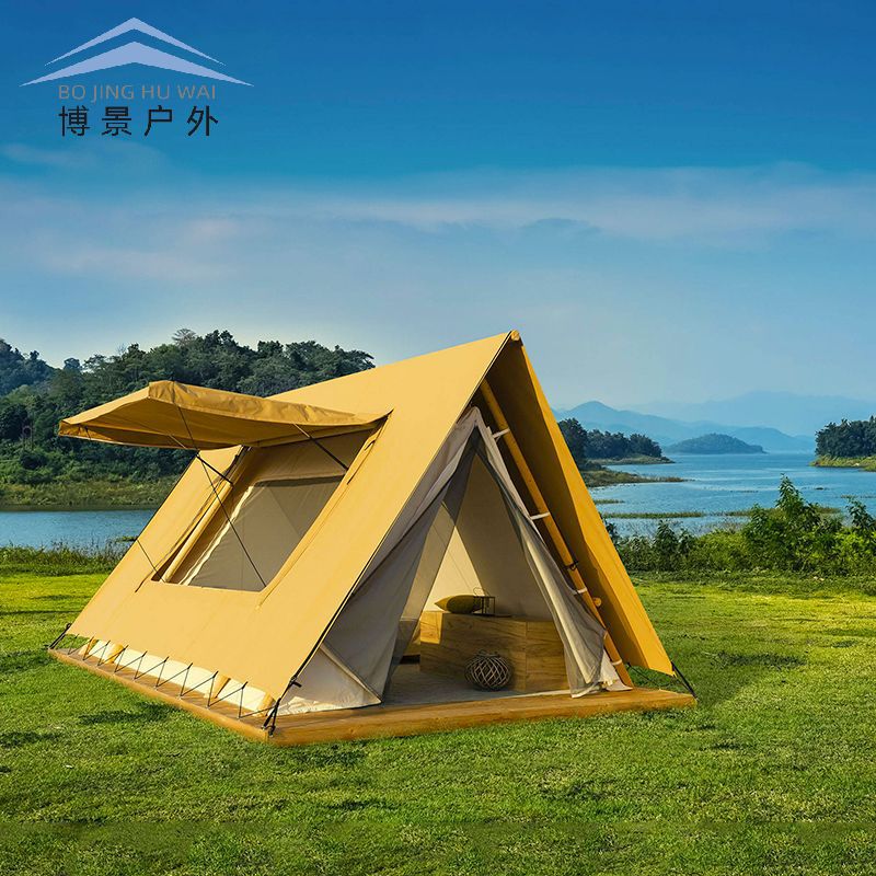 Nordic Net Red Triangle Shape Wooden Structure Tent Wild Luxury Hotel Tent Holiday Scenic Spot Outdoor B & B Campsite