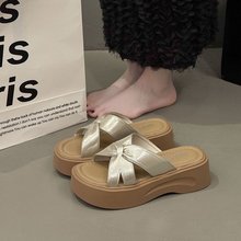 女鞋夏季新款增高平底厚款一字拖外穿拖鞋女2025百搭休闲凉拖女