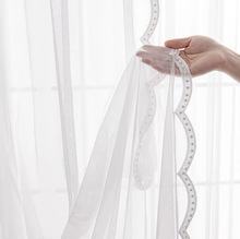2.8米幅宽蕾丝网纱窗帘布料刺绣白色欧式窗纱阳台手工DIY面料纱帘