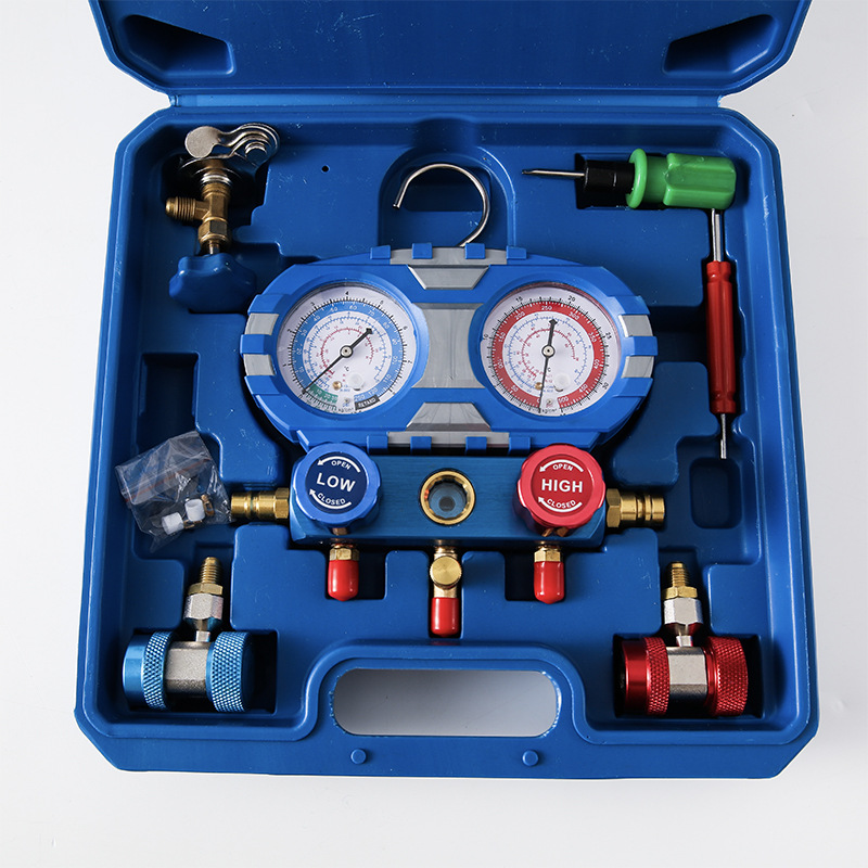 Anti-Collision Oil Gauge Air Conditioning Fluorination Set Refrigerant Pressure Gauge Unit Double-Meter Valve Snow Refrigeration Repair Tools