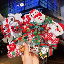 韩版卡通可爱驯鹿雪人圣诞老人蝴蝶结发卡儿童圣诞节发夹套装发饰