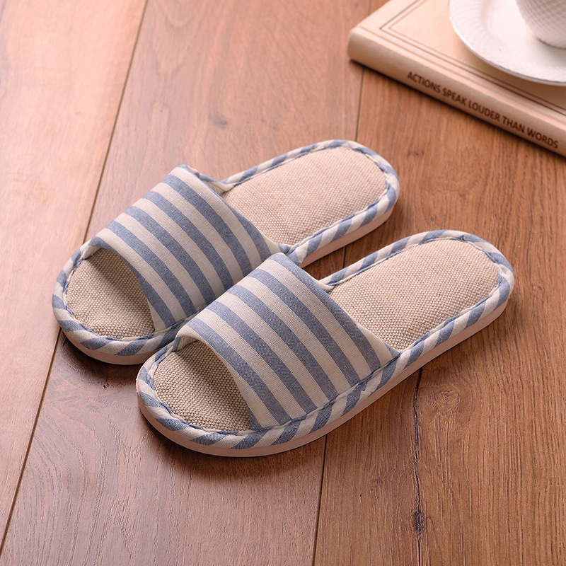 Women's Spring and Autumn Indoor Household Couple Non-Slip Soft Bottom Summer Cotton Linen Fabric Sweat-Absorbent Slippers Men