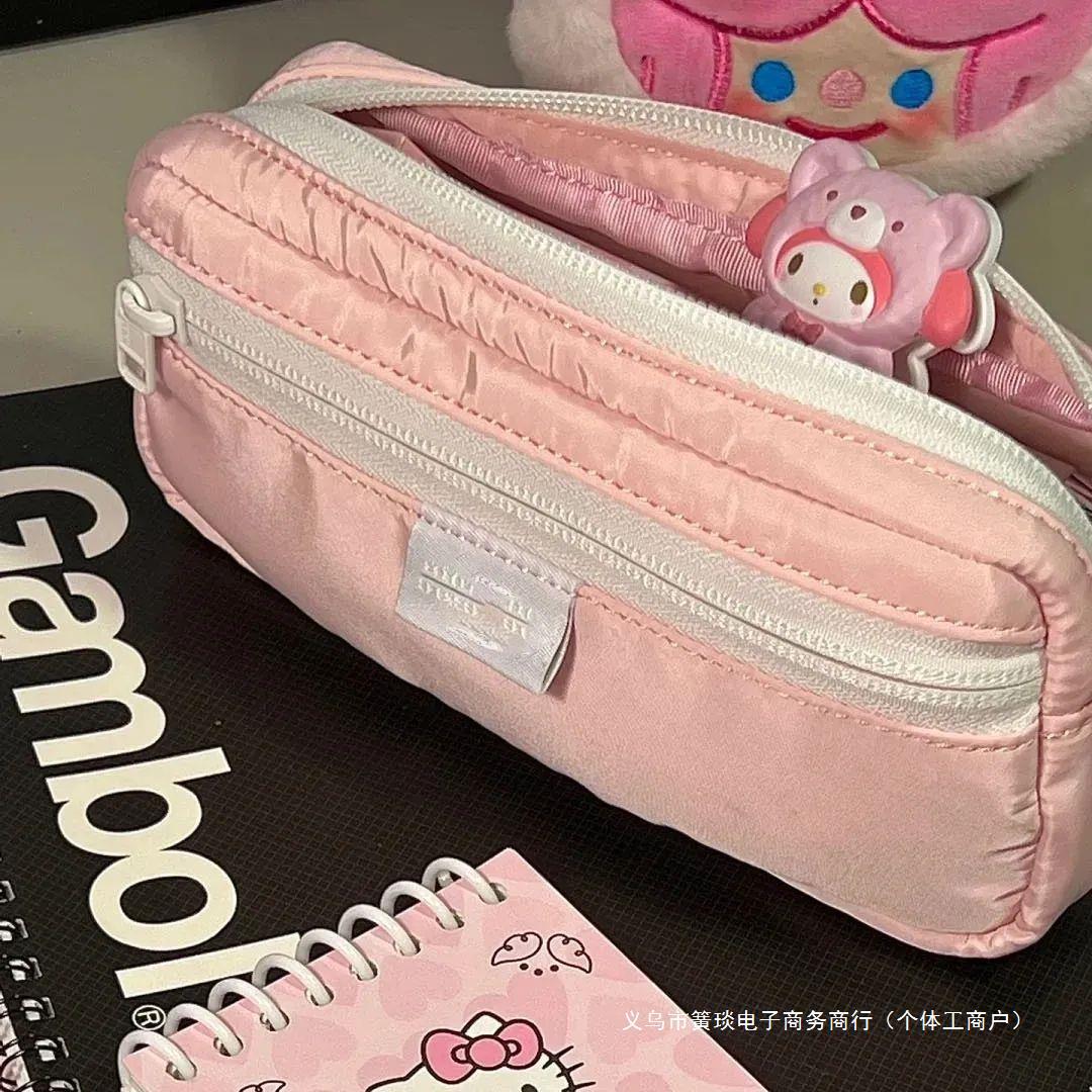 高颜值奶油多层粉色笔袋学生日系多功能学习文具收纳大容量百搭女