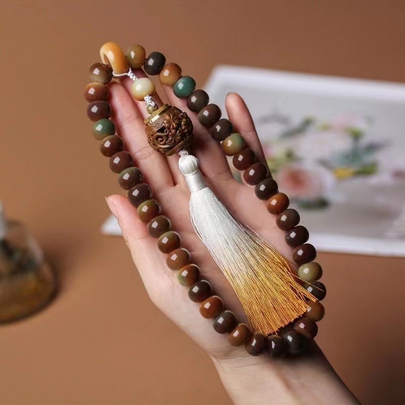 老料菩提根敦煌问天风化菩提根手持手串敦煌手持多彩渐变菩提手串