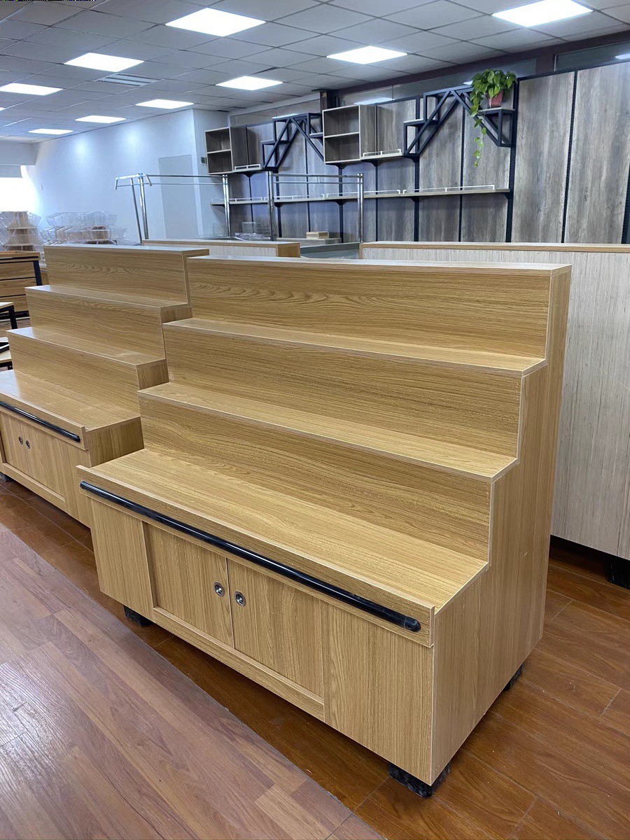 超市散称货架 木质中岛展示柜零食休闲小食品散装糖果便利店货架