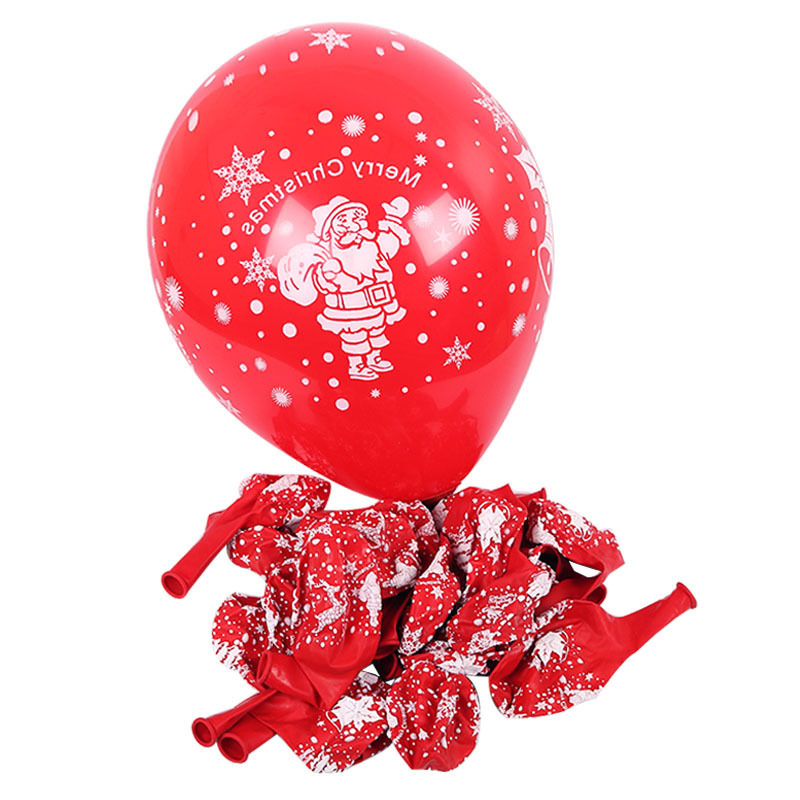 Christmas Balloons Christmas Balloon Decoration 12-Inch 10-Inch Thickened Red Green Printed Balloon Shopping Mall Store Activity Venue