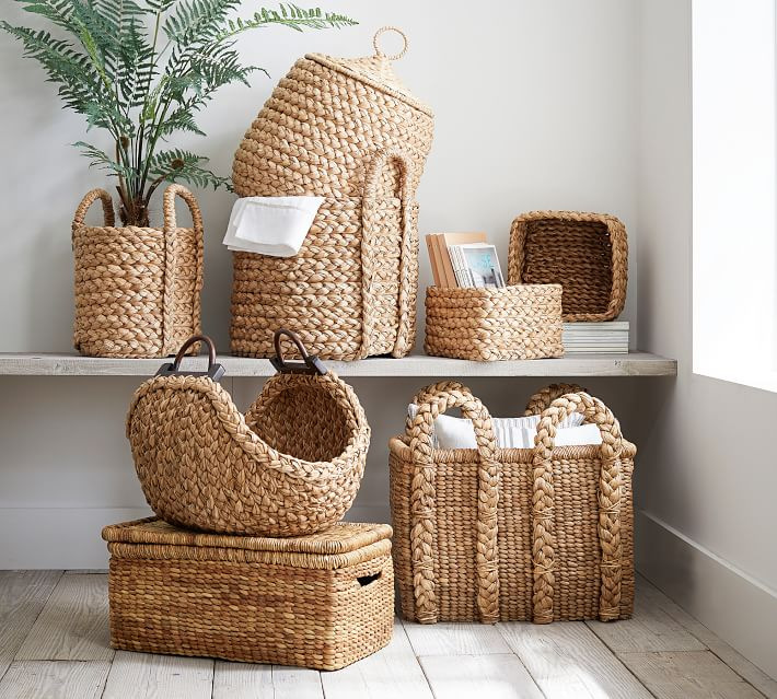 Natural Environmental Protection Handmade Straw Woven Water Hyacinth Rattan Storage Basket Storage Basket