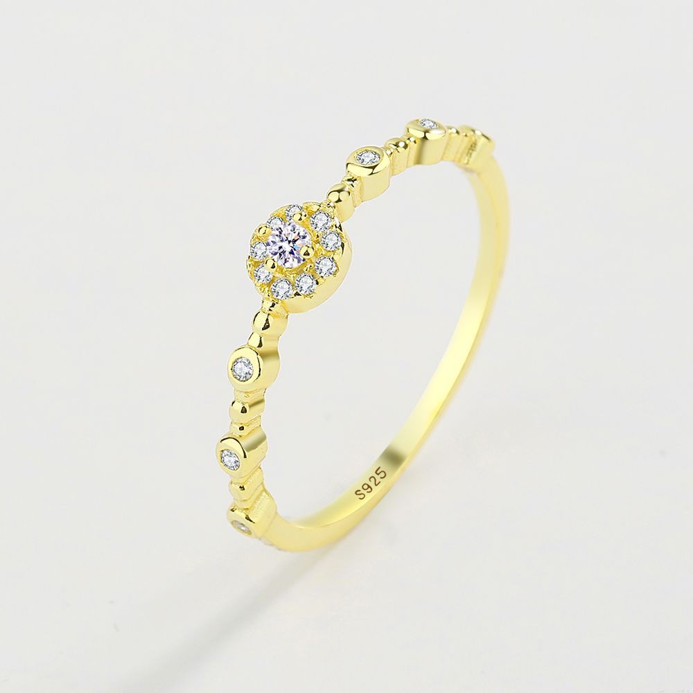 简约14k金女士戒指925纯银女式订婚戒指时尚锆石银戒指-阿里巴巴