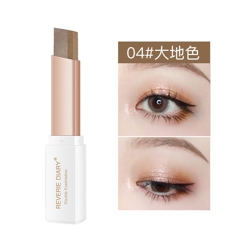 China-Made Makeup Eye Shadow Wholesale Two-Color Eye Shadow Stick One Touch Lazy Eyeshadow Pearlescent Eyeliner Pen Not Smudge Cosmetics