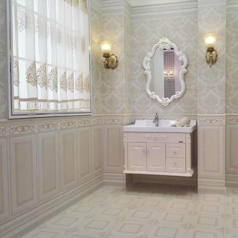 欧式仿墙纸瓷砖卫生间壁纸砖别墅护墙板客厅墙裙浴室地砖厨房墙砖