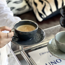 轻奢高颜值咖啡杯陶瓷北欧风电镀银边精致下午茶咖啡杯碟套装批发