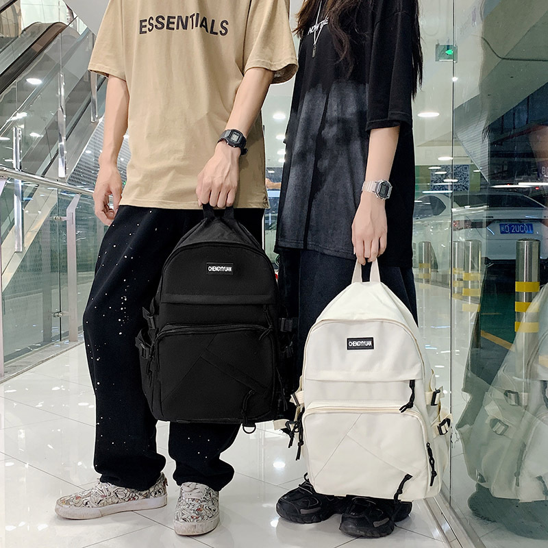 Wholesale 2022 Fashion New Canvas Solid Color Backpack Multi-Purpose College Style Student Backpack Large Capacity Harajuku