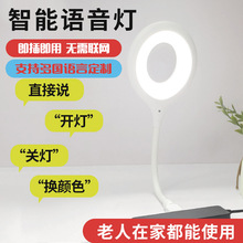 中英文USB智能语音小台灯语言声控家用学生学习宿舍床头LED小夜灯