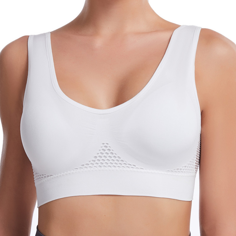 Exclusive for Cross-Border No Steel Ring Hollow Mesh Breathable Hole Sports Bra Shockproof Yoga Running Large Size Sports Bra